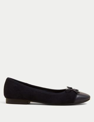 M&S Collection + Suede Stain Resistant Flat Ballet Pumps