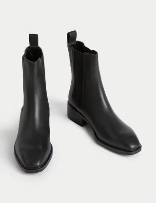 M&S Collection + Leather Chelsea Chisel Toe Boots