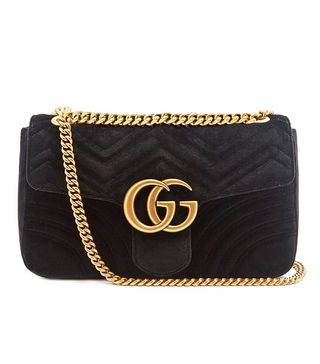 Gucci + GG Marmont Mini Velvet Quilted Shoulder Bag