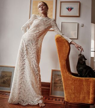 Lein + Long Sleeve Wool Lace Gown