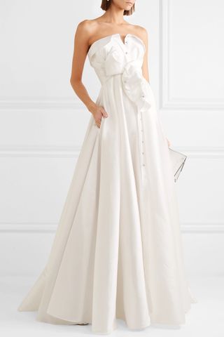 Alexis Mabille + Bow-Detailed Embellished Satin-Twill Gown