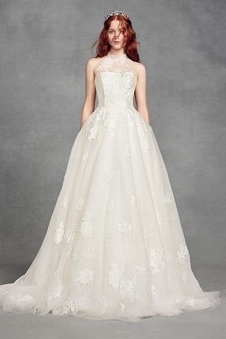 White by Vera Wang + Illusion Floral Wedding Dress
