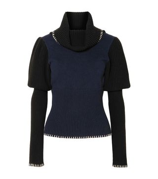 J.W.Anderson + Two-Tone Ribbed-Knit Turtleneck Sweater