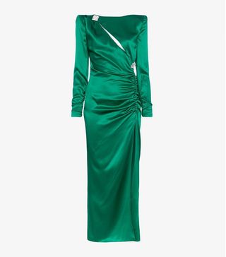 Alessandra Rich + Slashed Embellished Silk Gown