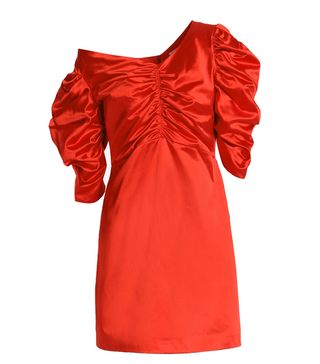 Isa Arfen + One-Shoulder Ruched Cotton-Blend Satin Mini Dress