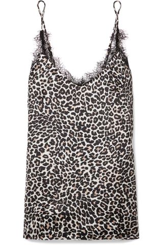 Anine Bing + Lace-Trimmed Leopard-Print Silk-Charmeuse Camisole