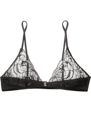 Fleur du Mal + Chateau Satin-Trimmed Corded Lace Soft-Cup Triangle Bra