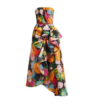 Richard Quinn + Floral-Print Strapless Satin Dress