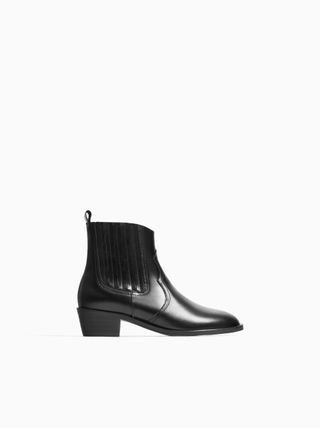 Zara + Leather Cowboy Ankle Boots