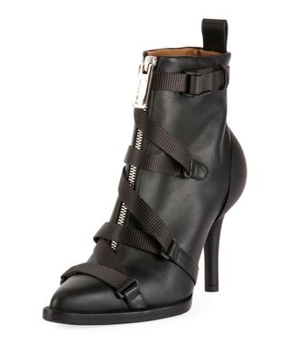 Chloe + Tracy Strappy Front-Zip Ankle Boot