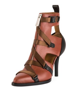 Chloe + Tracy Strappy Front-Zip Ankle Boots