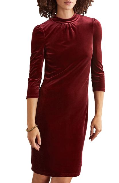 Velvet Holiday Dress With Ribbon Strap - Rust main image 0