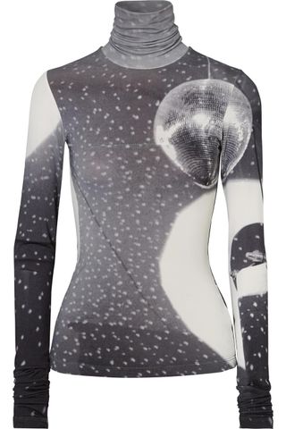 MM6 Maison Margiela + Printed Stretch-Jersey Turtleneck Top