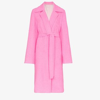 Helmut Lang + Disco Pink Belt Tie Wool Coat