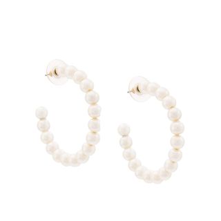 Lele Sadoughi + Faux-Pearl Hoop Earrings