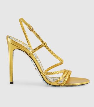 Gucci + Braided Metallic Leather Sandal