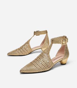 Uterqüe + Gold Plaited Shoes