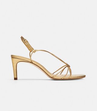 Zara + Leather Strappy High Heel Sandal