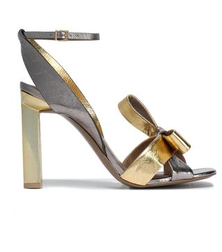 Mercesdes Castillo + Metallic crinkled-leather sandals