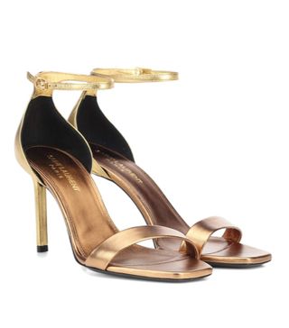 Saint Laurent + Amber 85 Metallic Leather Sandals