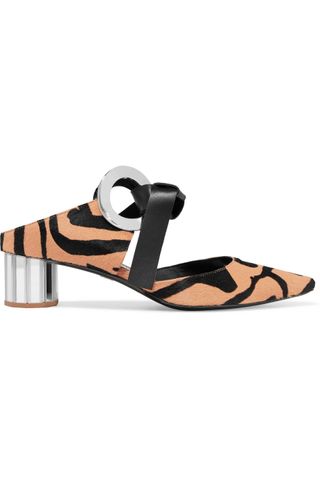 Proenza Schouler + Zebra-Print Calf Hair Mules