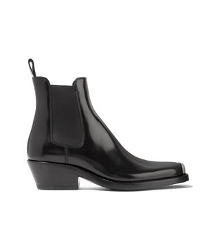 Calvin Klein 205W39NYC + Claire Metal-Trimmed Glossed-Leather Ankle Boots