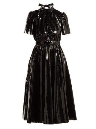 MSGM + Bow-Back PVC Midi Dress