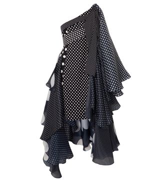 Richard Quinn + Asymmetric Polka-Dot Taffeta Dress