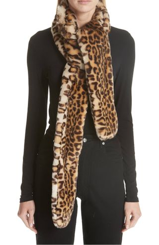 Shrimps + Maeve Leopard Print Faux Fur Scarf