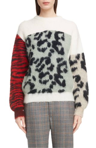 Toga + Colorblocked Animal Jacquard Sweater