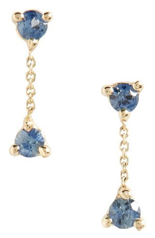 Wwake + Counting Collection Small Two-Step Sapphire Drop Earrings