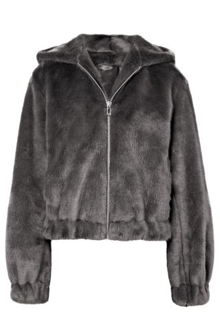 Helmut Lang + Hooded Faux Fur Bomber Jacket