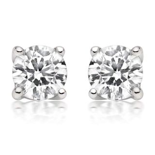 JewelMore + Diamond Stud Earring in 14K White Gold