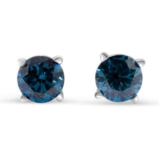 SK Jewel Inc. + Blue Diamond Round Stud Earrings