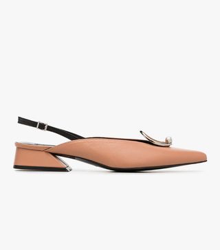 Yuul Yie + Pink Medallion 30 Slingback Leather Pumps