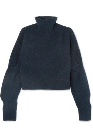 T by Alexander Wang + Cropped Wool-Blend Turtleneck Sweater