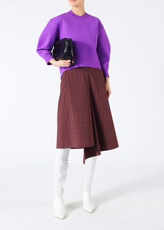 Tibi + Menswear Check Drape Pencil Skirt