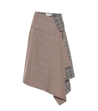 Monse + Plaid Wool-Blend Asymmetric Skirt