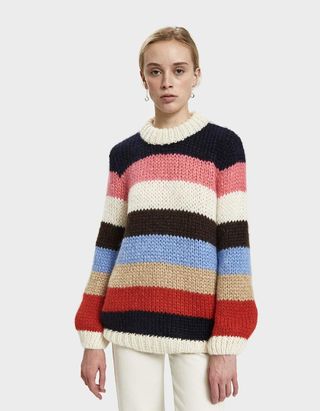 Ganni + Julliard Striped Long Mohair Sweater