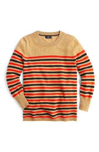J.Crew + Stripe Crewneck Cashmere Sweater