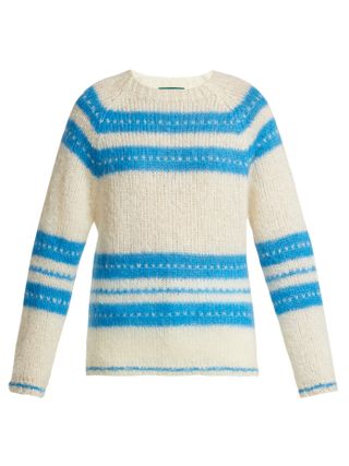 AlexaChung + Striped Mohair-Blend Sweater