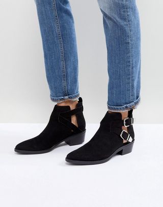 Bershka + Cut Out Buckle Western Boots