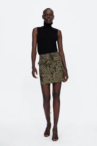 Zara + Animal Print Mini Skirt