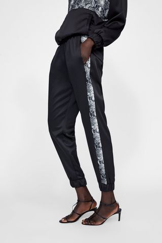 Zara + Jogging Pants With Snakeskin Print Stripe