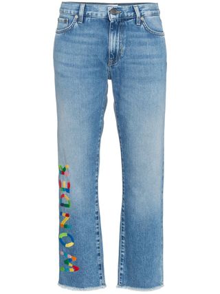 Mira Mikati + Wonder Embroidered Cropped Jeans