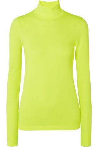 Les Rêveries + Neon Stretch-Knit Turtleneck Top