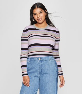 Who What Wear x Target + Striped Long Sleeve Crew Sweater