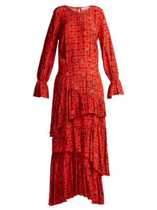 Preen Line + Amina Floral-Print Tiered Dress Dress