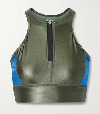 All Access + Zip Front Two-Tone Stretch Sports Bra