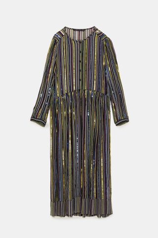 Zara + Striped Sequin Dress